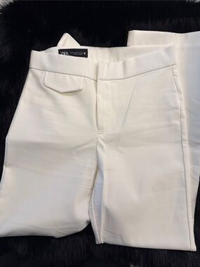 Zara Cream Straight-Leg Dress Pants